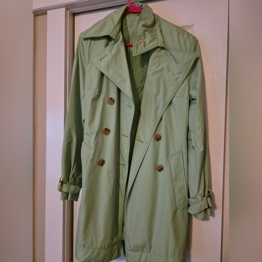 Double-Breasted Green Trench Coat